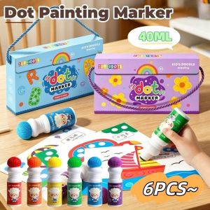 Dot Paint Markers Bingo Daubers Washable Non Toxic Safe Art Supplies School Craft Activity Set 6pcs 40ml