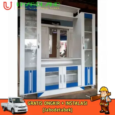 Lemari Kaca Rak Pajangan Minimalis TV 32 inch 160x160x40 CM