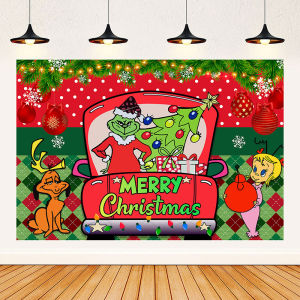Ready stock sa local warehouseChristmas Ugly Sweater Background Cloth Santa Claus Snowflake Christmas Grinch Party Decoration Supplies Christmas Tapestry