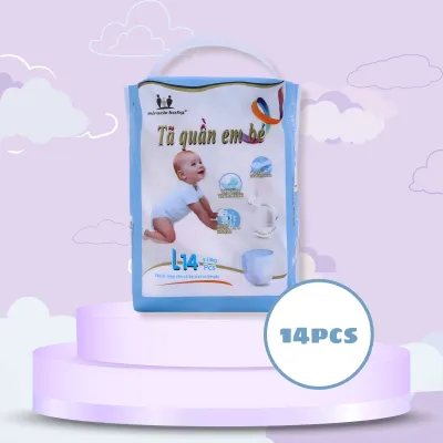 【XẢ KHO】Bỉm tã quần Miracle Baby cho bé từ 6kg trở lên chất liệu Protein tơ tầm có 4 kích thước M16/L14/XL12/XXL10 - HSD 11/2026