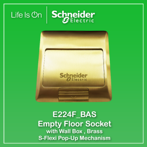 Schneider Electric Pop-Up Mechanism Empty Floor Socket With Wall Box Brass S-Flexi E224F-BAS
