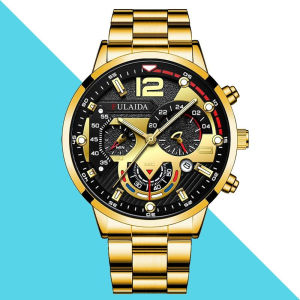 KUNOISE Luxury Business Quartz Watch for Men with Stainless Steel Strap and Waterproof Design