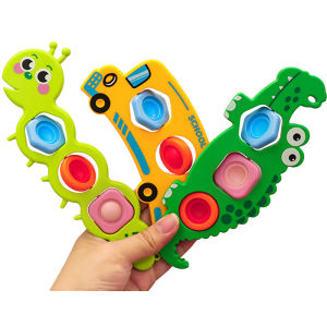 3pcs Kids Baby Sensory Toys Pop It Fidget Toy Simple Dimple Cute Crocodile School Bus Caterpillar Sensory Push Bubble Educational Toys for Children