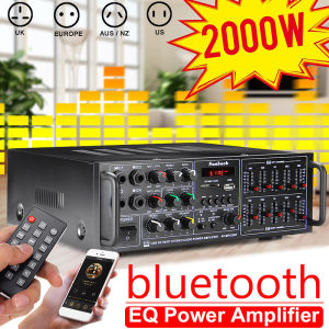 📢Malaysia spot📢 SUNBUCK Home Theater Amplifiers 2000W 2.0 Channel Audio Amplifier Stereo USB AV Amp Ser Support 4 Microphon 4.9 325BT Home Theatre FM Radio AMP USB丨 Amplifier home speaker 2 channel Amplifier home karaoke bluetooth USB AMP Sound System k