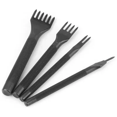 DIY Diamond Lacing Stitching Chisel Set Leather Craft Kits Leather Craft Tooth Punching Tool 4mm 1/2/4/6 Prong