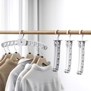 DZYSGY 3Pcs Foldable 8-hole Travel Hangers Plastic Space-Saving Clothes Drying Rack Portable Skirt Hanger for Business Trip
