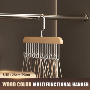 8 Hooks Non-Slip Solid Wood Hanger Space Saving Woman Bra Hanger Man Belt Tie Hanger Durable