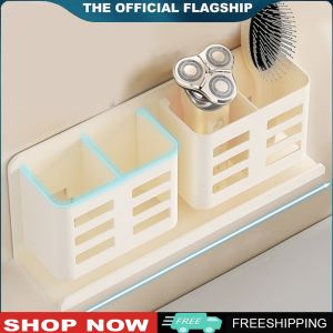 Elegant Silver Aluminum Toothbrush Holder Wall Mount with Anti-Mold Coating for Bathroom Storage