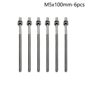 HEALMEYOU 6Pcs M5 Drum Tension Rods Strong with Washers Drum Lug Bolts Durable Metal Drum Tight Screw for Jazz Drums Repair