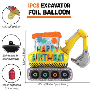 51pcs/set Construction Theme Foil Balloon Banner Birthday Party Backdrop Decorations Needs