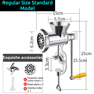 Stainless Steel Manual Meat Grinder No.5 Model Multi-functional Meat Grinder Manual Sausage Stuffer Household Mini Hand-cranked Meat Grinder
