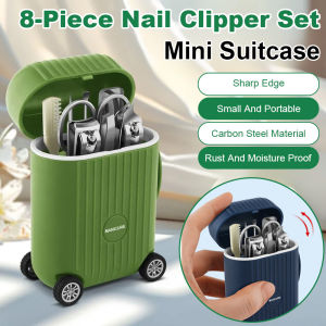 Stainless Steel Household Mini Suitcase Nail Clippers Tool Nail Scissors Manicure Household Set 8 Nail Clippers Set迷你行李箱8件指甲刀套装