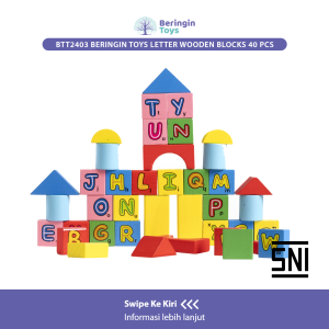 Beringin Toys - Letter Wooden Blocks 40 Pcs / Bricks Lego Mainan Kayu balok Edukasi Anak