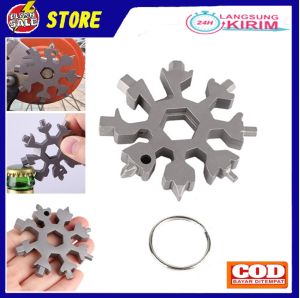 Kunci Salju Obeng 18 IN 1 Snowflakes Multi Tool Pocket Wrench Saker Tool