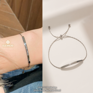 Vòng tay nữ dây rút titan Eleanor Accessories lắc tay đính đá basic mặt khắc chữ love dream phụ kiện trang sức 7319