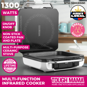 Tough Mama NTM-SMIGR3IN1 Electric Griller Sandwich Maker Infrared Cooker Foldable Handy Multicooker