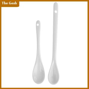 [The Gesh] Spoons Long-short white Porcelain Coffee Soup sugar Tea Dessert Cutlery