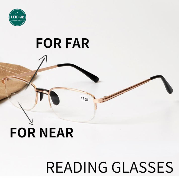 LOOKlk IN Free Bag Look Far and Near Reading Glasses with Grade In  Japan Anti Radiation Anti Blue Light Ultra Light Convenient for Women and  Men