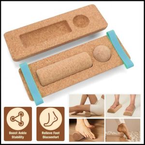 JESJELIU Cork Balance Board Ankle Stability Trainer Enhanced Foot Function Foot Strengthener Premium Semicircle Yoga Massage Column Balance Trainer