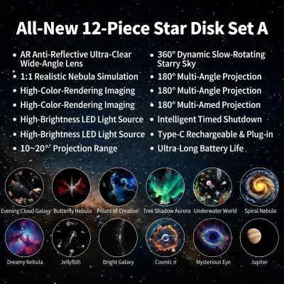 2-in-1 Mini Galaxy Star Projector Night Light – Starry Sky Ambient Lamp for Bedroom Sleep & Decoration