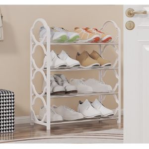 4 Tier Shoe Rack Space-saving Door Rack Storage Organizer Stainless Steel Lightweight 4-Tier Shoe Rack