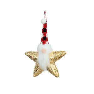 MUNCHX Vải đính  sa Đồ trang trí ông già Noel Treo Hình ngôi sao Đồ trang trí treo hình ông già Noel Quà tặng Đồ trang trí hình chú lùn sao Trang trí cây thông Noel