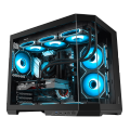 Segotep Lumi 3T Black/White M-ATX Casing 6xARGB Fan Glass Panel USB3.0 Type-C Dual Chamber. 