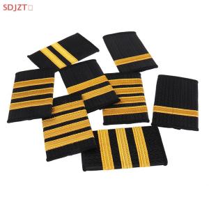 🚚【Local Express Delivery】🚚 1Pair Epaulettes Professional Pilot Uniform Epaulets Stripe Shoulder Badges