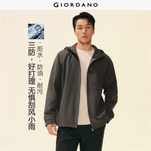 Giordano Men G-MOTION print multi-pocket hooded windbreaker Free Shipping 01076693