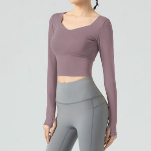 SUPERFLOWER Yoga Shirts with Bra Pads Sports Gym Fitness Long-sleeved T-Shirts Jogging Tops