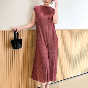 Miyake Women High-end Pleated Dress Advanced Shiny Fabric Elegant #3662