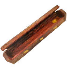 Wooden Incense Holder Dhoopbatti Holder Incense Burner Temple Decoration | (Size length -12 inch Height - 2 inches) Wooden Incense Holder (Brown)