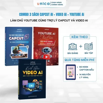 Combo 3 sách Youtube - Capcut - Video AI thực chiến Kiến tạo triêu views Đột phá từ AI