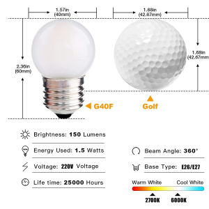 Genixgreen E27 Mini Frosted LED Filament Bulbs 1W G40 Energy Saving Edison Bulb 220V Dimmable Light bulb for home