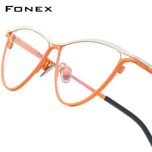 FONEX Titanium Glasses Frame Women Fashion Brand Design Cat Eye Eyeglasses Butterfly Cateye Ultralight High-Quality Optical Eyewear 85850
