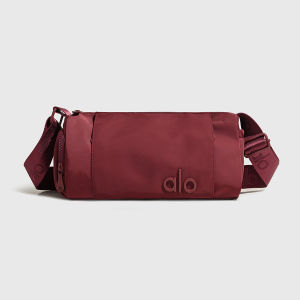 Solid CylinderYoga Crossbody Bag ALO Matte Nylon Adjustable Print Webbing Strap Small Casual Workout Sling Bag