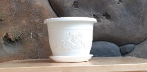 POT BUNGA TANAMAN SHALLOM GLORY 20 PUTIH BAHAN TEBAL + TATAKAN BAWAH