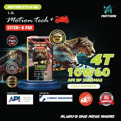 MOTION 4T ESTER + PAO 15w50 10w40 10w50 10w60 API SP MA2 1L 1.2L Fully Synthetic Motorcycle Engine Oil Minyak Hitam Pelincir