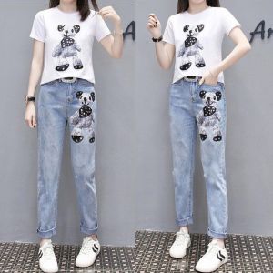 (LOLI--JKT) BS-394 STELAN ANAK CEWEK TANGGUNG MODEL DOLL KOALA JEANS SIZE 110-160