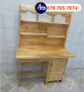[HỎA TỐC HCM] Bàn học sinh gỗ thông liền kệ - bàn học sinh gỗ tự nhiên miễn ship HCM