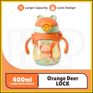 (250ml/350ml)Drinking Bottle for Baby with Straw Botol Bayi Botol Susu Drinking Bottle Handle Silicone Straw Baby Bottle