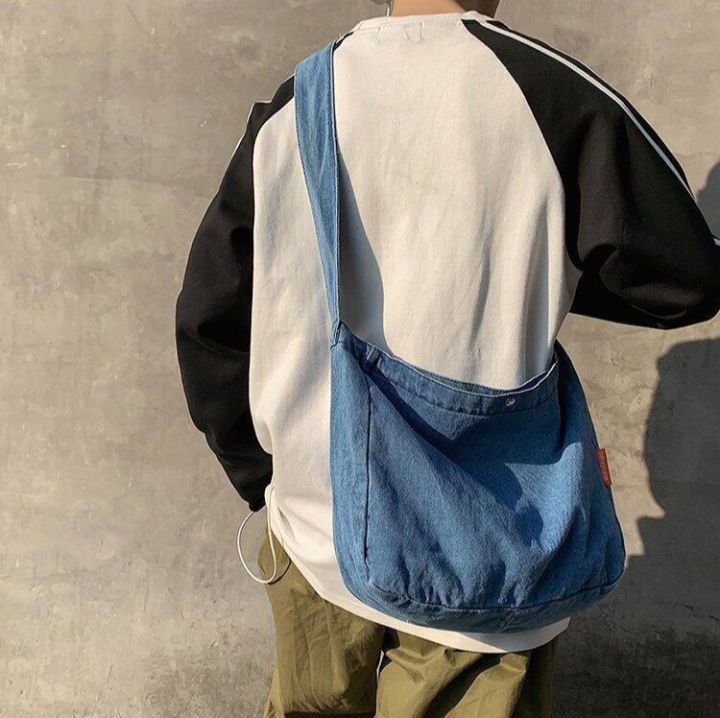 Ulzzang Korean Fashion Canvas Big Capacity Men Sling Bag Shoulder Bag Crossbody Bag Messenger Bag for Men Birthday Gift Lazada PH