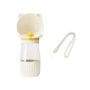 LABAICAI Plastic 2 in 1 Dog Water Bottle Leak-proof with Shoulder Strap Pet Water Food Feeder Portable Cute Bear Puppy Feeder Cup For Dogs Cats