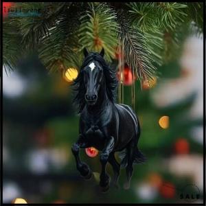 【liujinpeng】 จี้อะคริลิครูปม้าแบบ2D จี้กระจกมองหลังรถห้อยประดับตกแต่งคริสต์มาสตกแต่งงานเลี้ยงปีใหม่