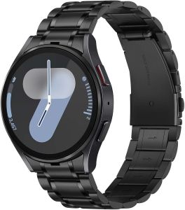 Bands Compatible with Samsung Galaxy Watch 7 6 5 4 Band 44mm 40mm/Galaxy Watch 6 Classic 47mm 43mm/5 Pro 45mm Five- Stainless Steel Strap for Women and Men Black