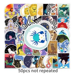 50PCS Twelve Constellation Sticker Waterproof Label Stickers Cartoon Fun Graffiti Decorative Luggage Water Cup Laptop