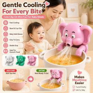 🐱New Arrivals🐱Elephant Cup Clip Mini Fan Portable Blower For Baby Porridge Noodle Fast Cooling Kids Feeding Gadget