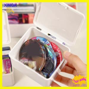 XINGK White Storage Box Stackable Sundries Storage Organizer With Cover Dustproof Stationery Storage Case Home Organization Holder