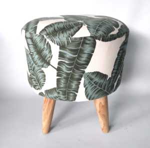 kursi stool bulat / sofa stool kaki kayu jati / kursi teras minimalis
