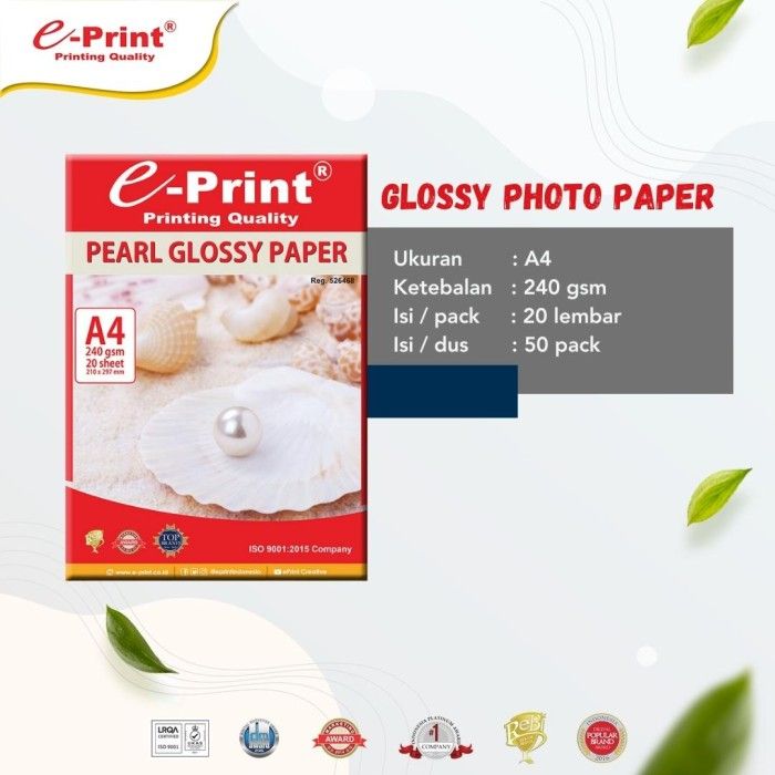 EPrint Photo Paper/Kertas Foto/Cetak Foto Pearl Glossy Photo Paper A4